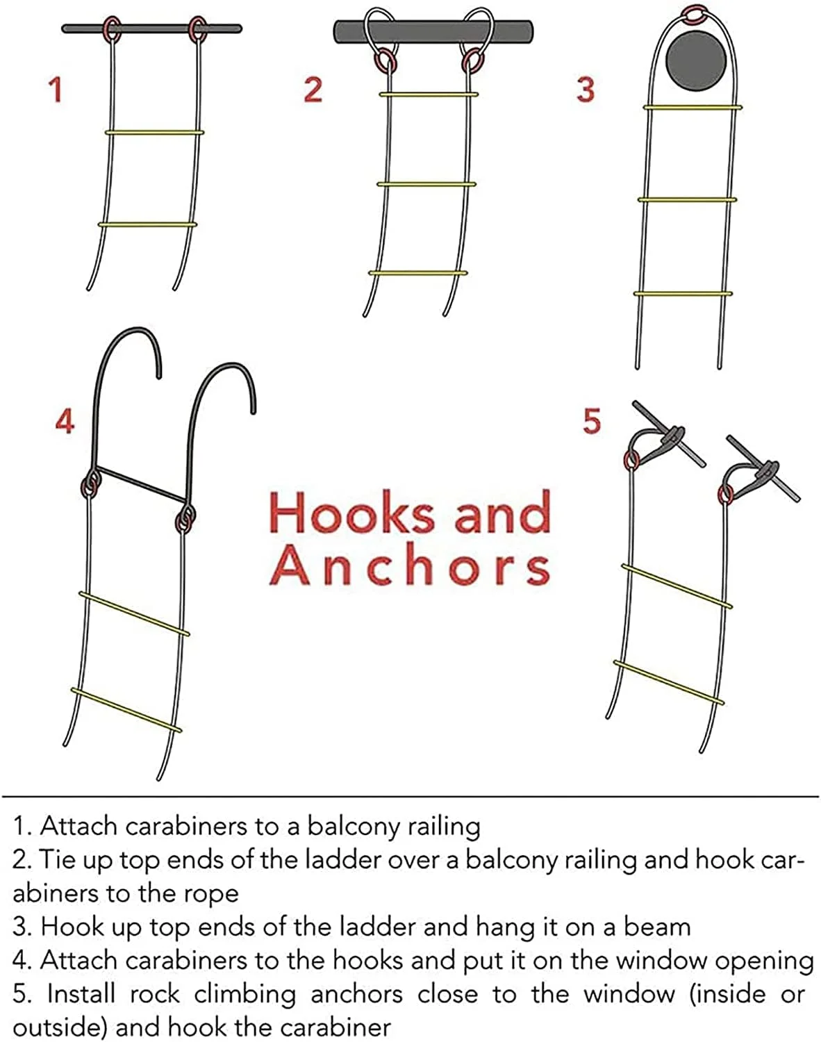 نردبان فرار آتش نشانی، نردبان فرار، نردبان طنابی مقاوم در برابر آتش برای نجات، نردبان فرار ایمنی اضطراری، نردبان چند منظوره / 5 متر