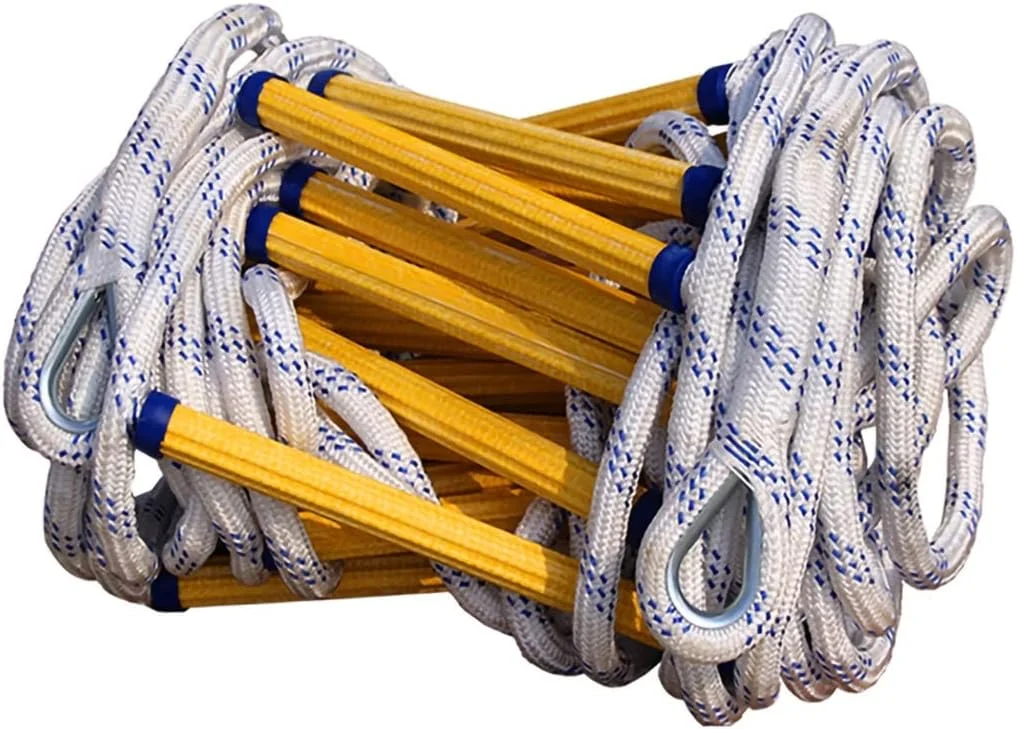 نردبان فرار از آتش، نردبان تخلیه 3 طبقه، نردبان نجات رزین اپوکسی مقاوم در برابر سایش، نردبان اضطراری آتش نشانی ایمنی منزل، نردبان تخلیه قابل حمل و قابل استفاده مجدد، با قلاب (رنگ: A، اندازه: 5M/16.4FT)