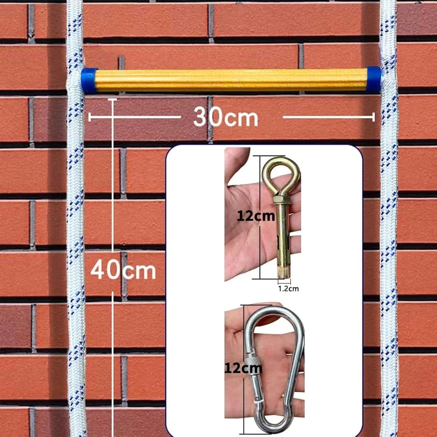 نردبان آتش نشانی اضطراری SDFhNest برای خانه های 3 تا 8 طبقه، نردبان طنابی مقاوم در برابر آتش با کارابین، نردبان فرار سریع برای استقرار و استفاده آسان، 20 متر (5 متر)