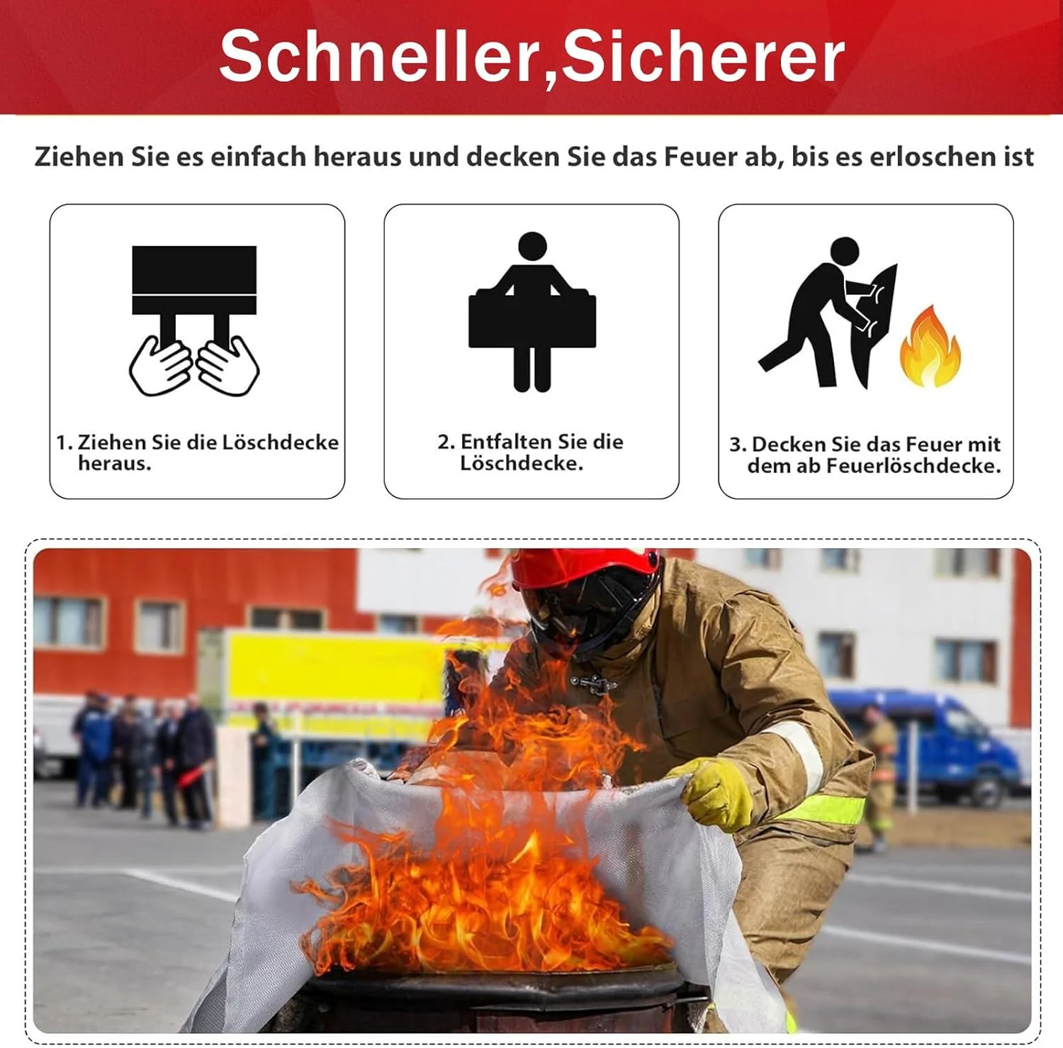 پتو اطفاء حریق آشپزخانه Kanhiro - 99.8 x 99.8 سانتی متر پتو نسوز فایبرگلاس طراحی ایمنی تصادفی برای آشپزخانه، شومینه، باربیکیو، ماشین، کمپینگ. (2 عدد)