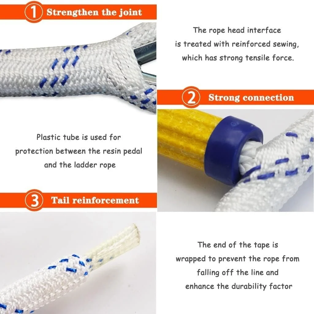 نردبان فرار از آتش، نردبان تخلیه 3 طبقه، نردبان نجات رزین اپوکسی مقاوم در برابر سایش، نردبان اضطراری آتش نشانی ایمنی منزل، نردبان تخلیه قابل حمل و قابل استفاده مجدد، با قلاب (رنگ: A، اندازه: 5M/16.4FT)