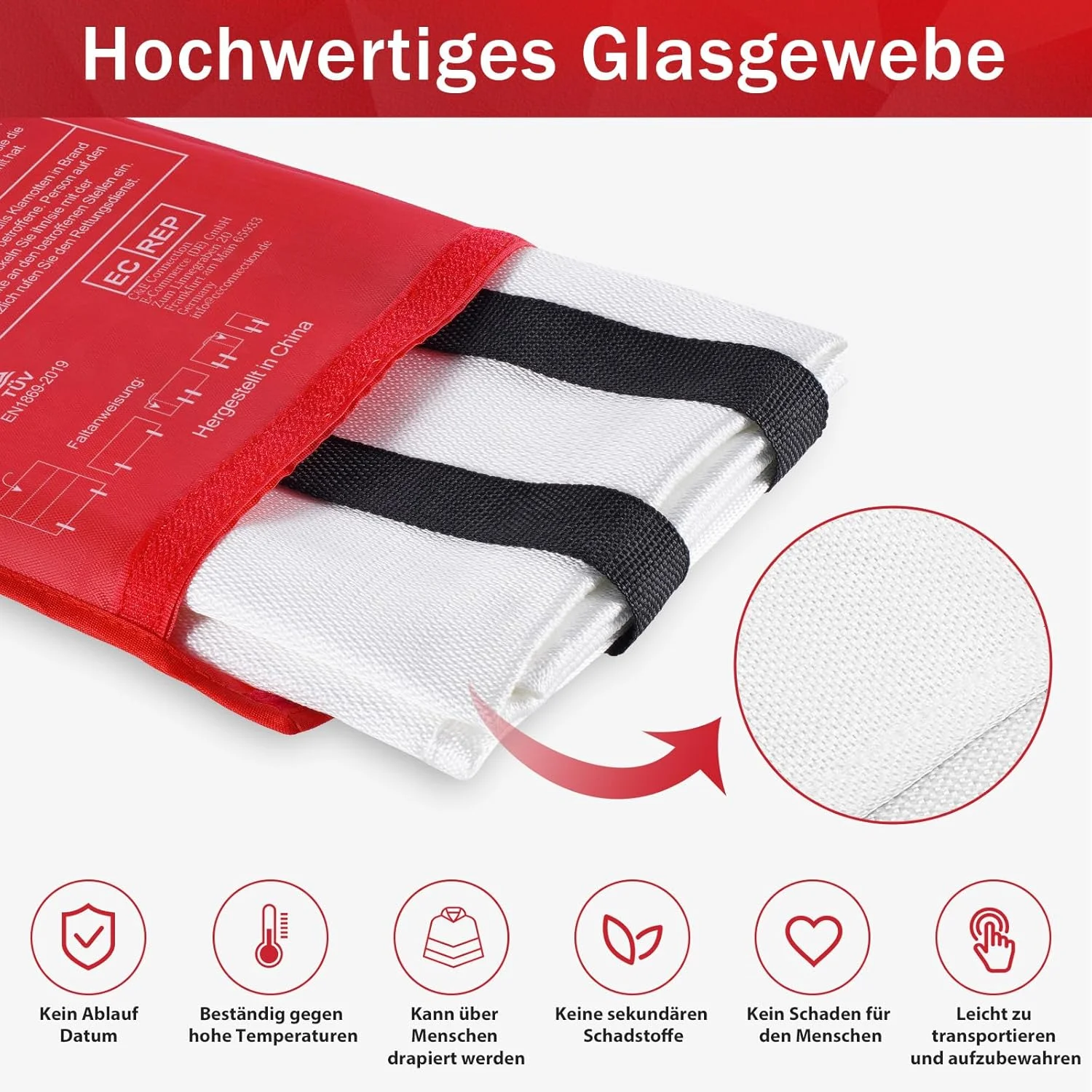 پتو اطفاء حریق آشپزخانه Kanhiro - 99.8 x 99.8 سانتی متر پتو نسوز فایبرگلاس طراحی ایمنی تصادفی برای آشپزخانه، شومینه، باربیکیو، ماشین، کمپینگ. (2 عدد)