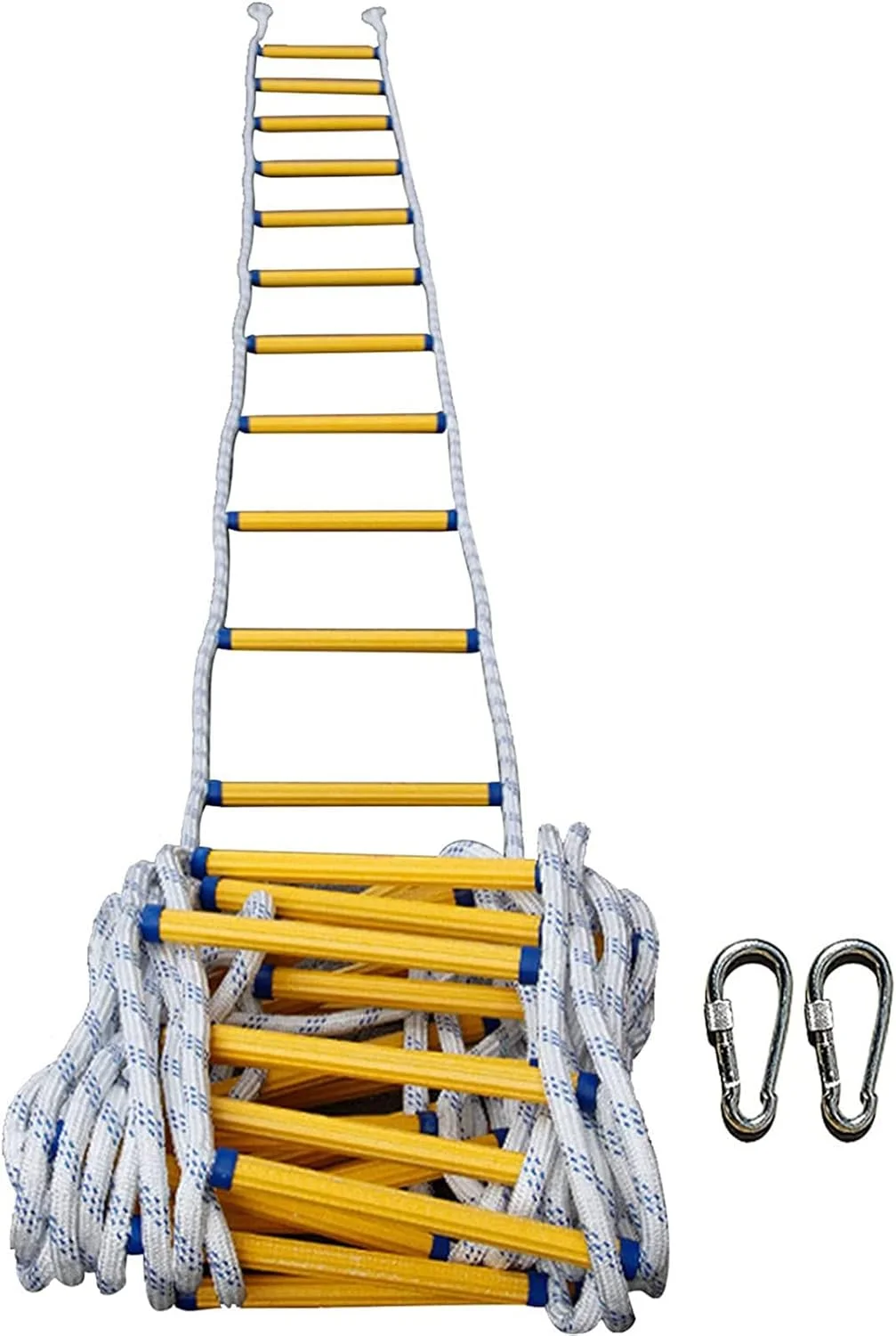 Fire Escape Rope Ladder, Flame Resistant Emergency Fire Safety Evacuation Ladder with Hook Carabins for Kids and Adults, 2-8 Story Fire Rescue Ladder/82Ft/25M (32ft/10m)
