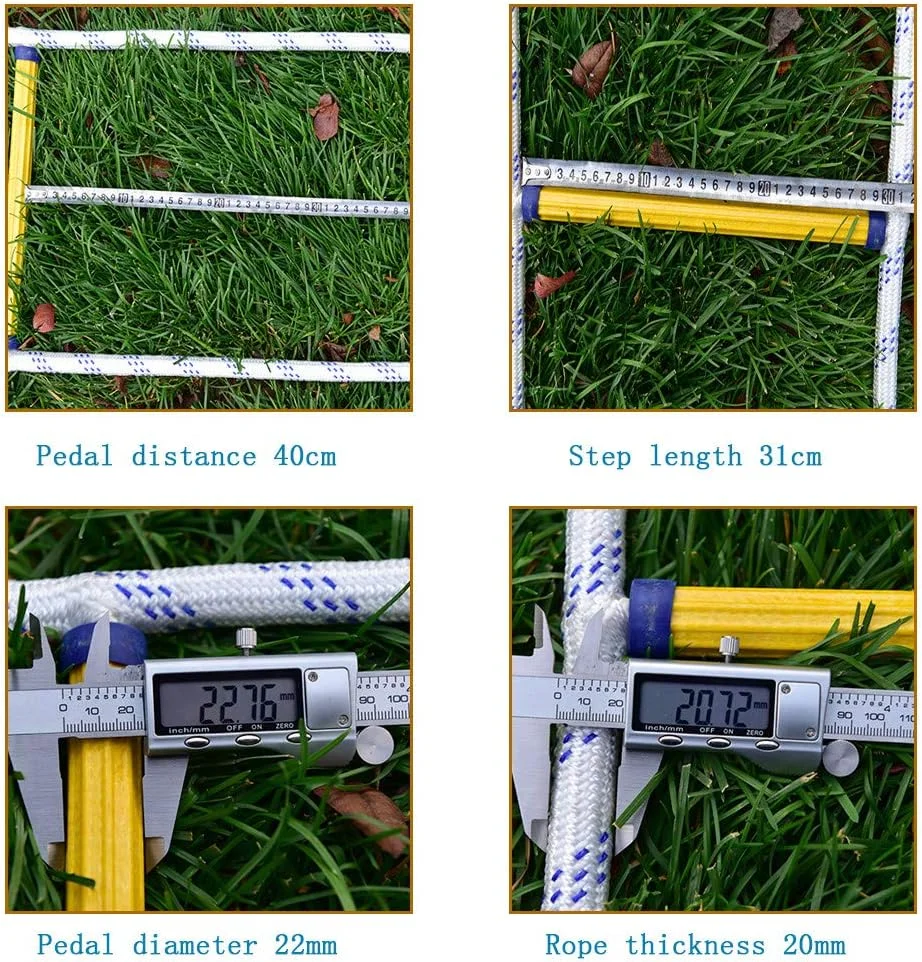 نردبان طنابی، نردبان آتش نشانی، ابزار فرار اضطراری، نردبان تخلیه ایمنی آتش نشانی مقاوم در برابر شعله با قلاب، نردبان آتش نشانی 2-3 طبقه (5 متر)