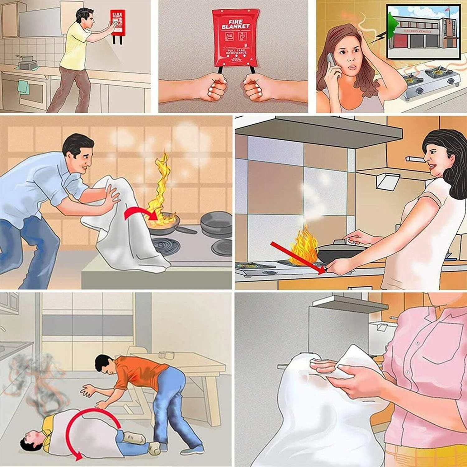 Victosoaring Emergency Survival Fiberglass Fire Blanket Shelter Safety Cover Ideal for The Kitchen, Fireplace, Grill, car, Camping White(10Pack 39x39 in)