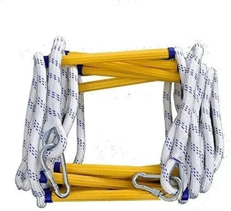 نردبان طنابی فرار از آتش، نردبان فرار از آتش، نردبان طنابی مقاوم در برابر آتش، نردبان طنابی ایمنی با قابلیت استقرار سریع، ظرفیت وزنی تا 900 کیلوگرم، نردبان اضطراری (سایز: 18 متر)