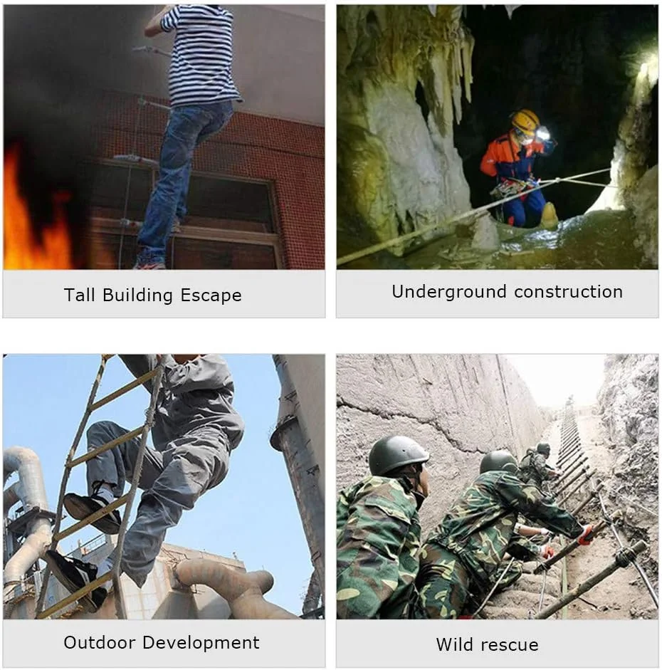 نردبان طنابی، نردبان آتش نشانی، ابزار فرار اضطراری، نردبان تخلیه ایمنی آتش نشانی مقاوم در برابر شعله با قلاب، نردبان آتش نشانی 2-3 طبقه (5 متر)