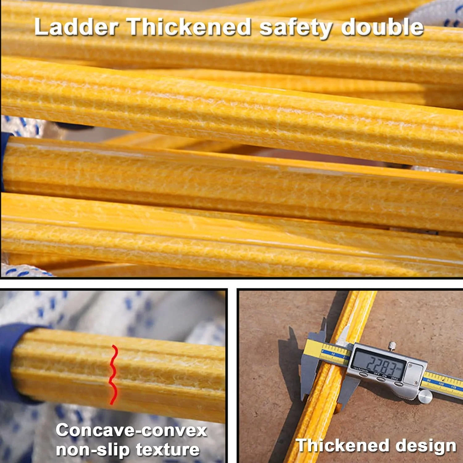 نردبان آتش نشانی اضطراری برای خانه های 3 تا 8 طبقه، نردبان طنابی مقاوم در برابر آتش با کارابین، نردبان فرار سریع و آسان برای استفاده، 30 متر