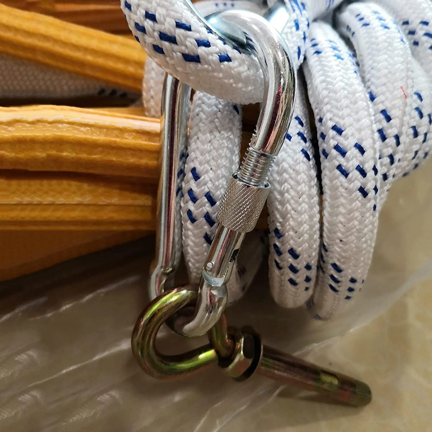 نردبان آتش نشانی قابل حمل برای کودکان و بزرگسالان، نردبان ایمنی نایلونی قابل استفاده مجدد، ظرفیت وزنی تا 420 کیلوگرم، نردبان طنابی فرار اضطراری با کارابین - 5 متر