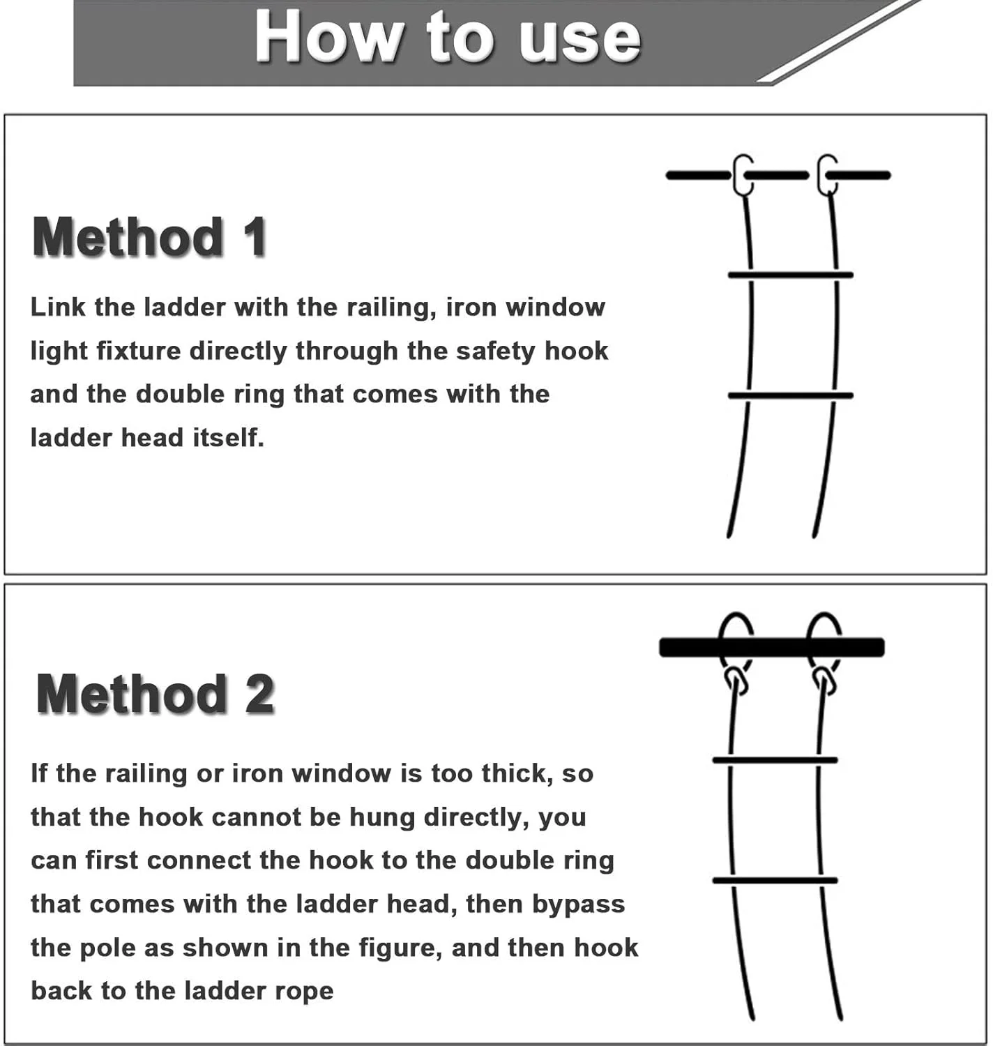نردبان آتش نشانی اضطراری برای خانه های 3 تا 8 طبقه، نردبان طنابی مقاوم در برابر آتش با کارابین، نردبان فرار سریع و آسان برای استفاده، 30 متر