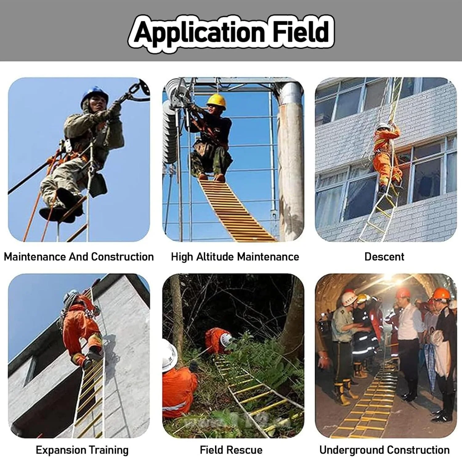 SDFhNest Emergency Fire Escape Rope Ladder, 9/16/26ft Flame Retardant Fire Safety Ladder With Cassette, Load Capacity 2000lbs,35m/114.8ft (Yellow 5m/16.4ft)