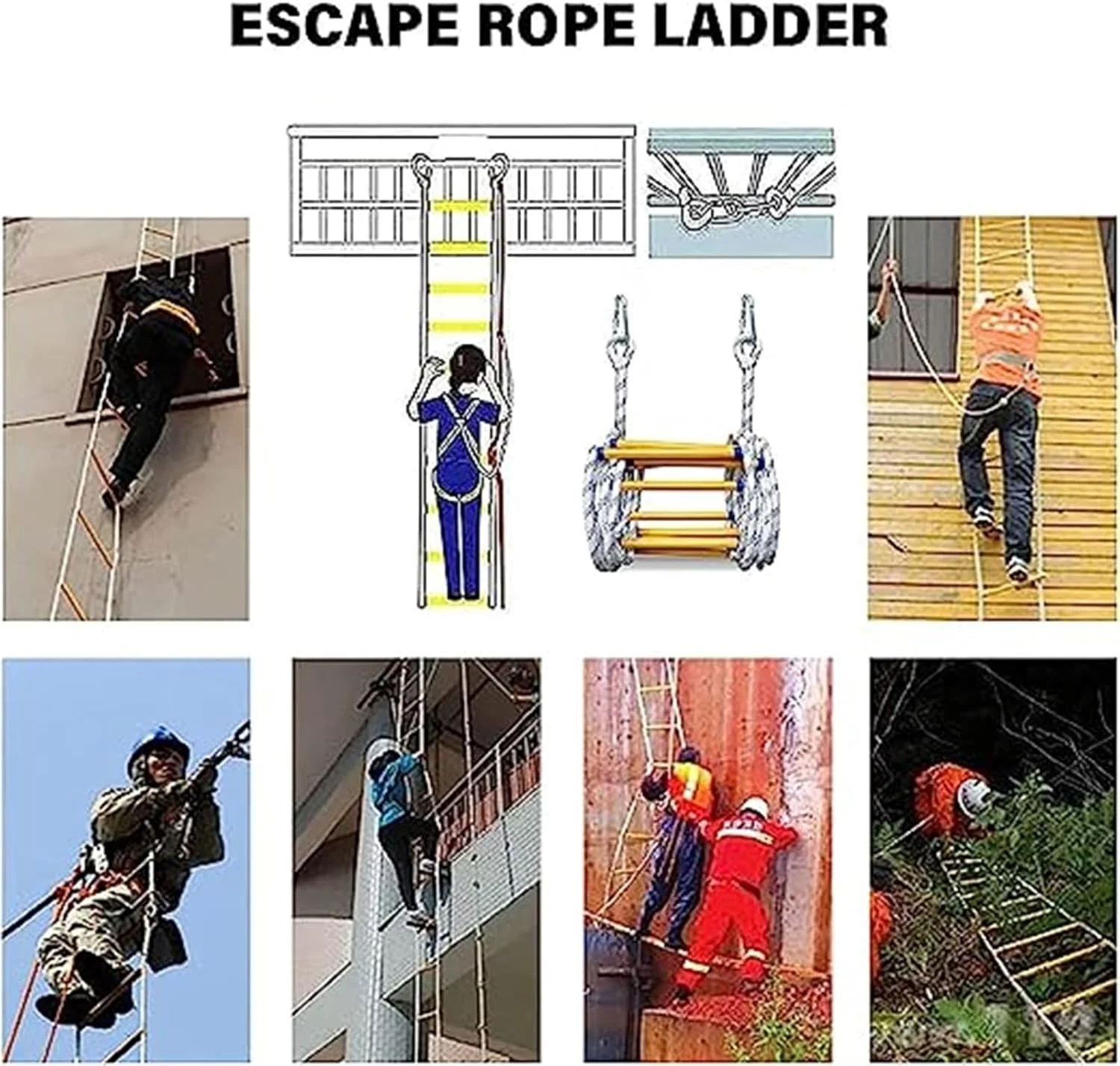 نردبان ایمنی، نردبان فرار از آتش برای ساختمان های 2 تا 6 طبقه، نردبان های ایمنی تخلیه، نردبان فرار اضطراری از آتش / طول 8 متر