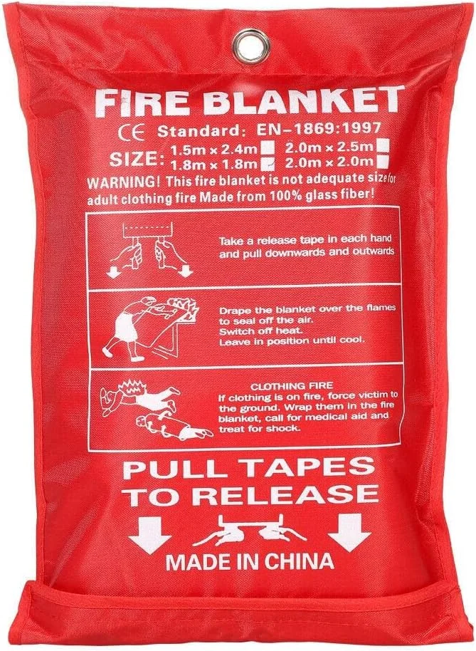 پتو اطفاء حریق با رهاسازی سریع، پتو ایمنی آتش نشانی در جعبه با حلقه، 1.2 x 1.2 متر، نصب آسان و استقرار سریع در مواقع اضطراری، ایده آل برای آشپزخانه، منزل و دفتر کار