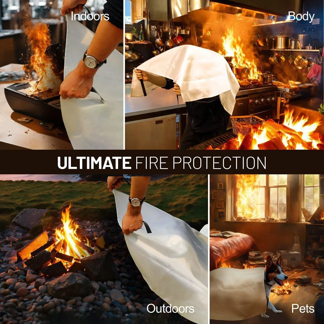 پک 4 عددی پتوی آتش نشانی اضطراری Hoapavi برای خانه و آشپزخانه، 40 در 40 اینچ، پتوهای مقاوم در برابر شعله مناسب برای کمپینگ، باربیکیو، پیک نیک، ماشین، شومینه و پتوهای ایمنی بقا در شرایط اضطراری انبار پک 4 عددی پتوی آتش نشانی اضطراری Hoapavi برای خانه و آشپزخانه، 40 در 40 اینچ، پتوهای مقاوم در برابر شعله مناسب برای کمپینگ، باربیکیو، پیک نیک، ماشین، شومینه و پتوهای ایمنی بقا در شرایط اضطراری انبار