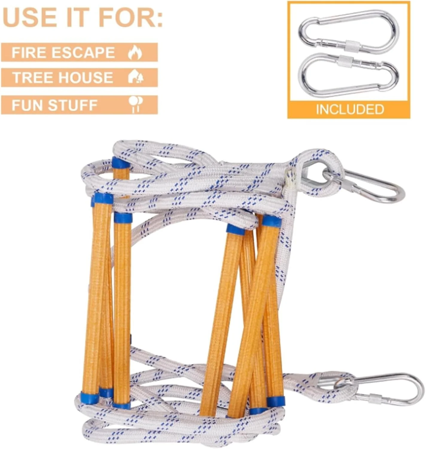 نردبان فرار از آتش 2 طبقه نردبان طنابی 16 فوتی، نردبان ایمنی، نردبان طنابی ایمنی فرار از آتش اضطراری نردبان فرار برای بزرگسالان و کودکان تخلیه آسان برای ذخیره سازی (131FT/40M) نردبان فرار از آتش 2 طبقه نردبان طنابی 16 فوتی، نردبان ایمنی، نردبان طنابی ایمنی فرار از آتش اضطراری نردبان فرار برای بزرگسالان و کودکان تخلیه آسان برای ذخیره سازی (131FT/40M)