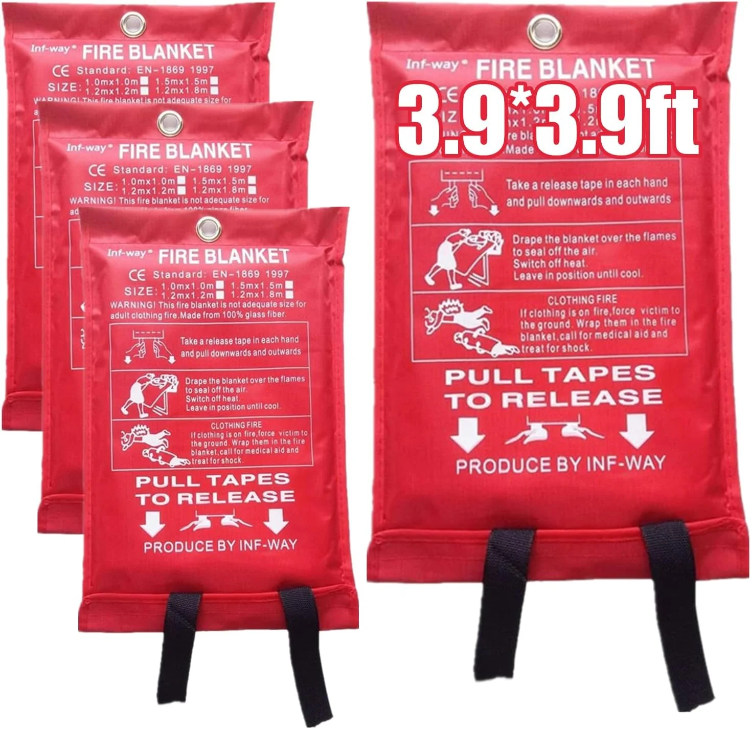 پتو اطفاء حریق Inf-way برای خانه، پتو اطفاء حریق فایبرگلاس برای آشپزخانه، محافظت مقاوم در برابر شعله و عایق حرارتی، پتوهای ایمنی نسوز اضطراری برای افراد (4 عدد، متوسط 120x120 سانتی متر) پتو اطفاء حریق Inf-way برای خانه، پتو اطفاء حریق فایبرگلاس برای آشپزخانه، محافظت مقاوم در برابر شعله و عایق حرارتی، پتوهای ایمنی نسوز اضطراری برای افراد (4 عدد، متوسط 120x120 سانتی متر)