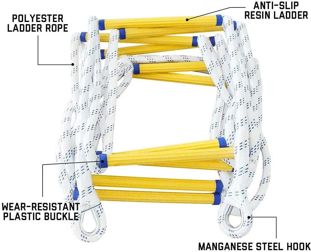 نردبان طنابی داخلی/خارجی WHR-HARP، نردبان آتش نشانی، نردبان تخلیه اضطراری مقاوم در برابر آتش با قلاب کارابین برای کودکان و بزرگسالان، برای استقرار سریع در آتش سوزی، 3-4 طبقه، سفید - 8 متر نردبان طنابی داخلی/خارجی WHR-HARP، نردبان آتش نشانی، نردبان تخلیه اضطراری مقاوم در برابر آتش با قلاب کارابین برای کودکان و بزرگسالان، برای استقرار سریع در آتش سوزی، 3-4 طبقه، سفید - 8 متر