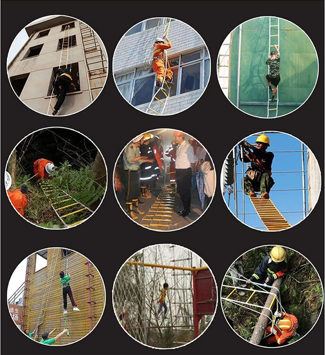 نردبان طنابی فرار از آتش سوزی، نردبان فرار، نردبان طنابی اضطراری آتش نشانی 2 طبقه 1 متری، نردبان های ایمنی مقاوم در برابر شعله، نردبان فرار ایمنی با قلاب های ضامن دار، نصب سریع در آتش سوزی، برای کودکان و بزرگسالان