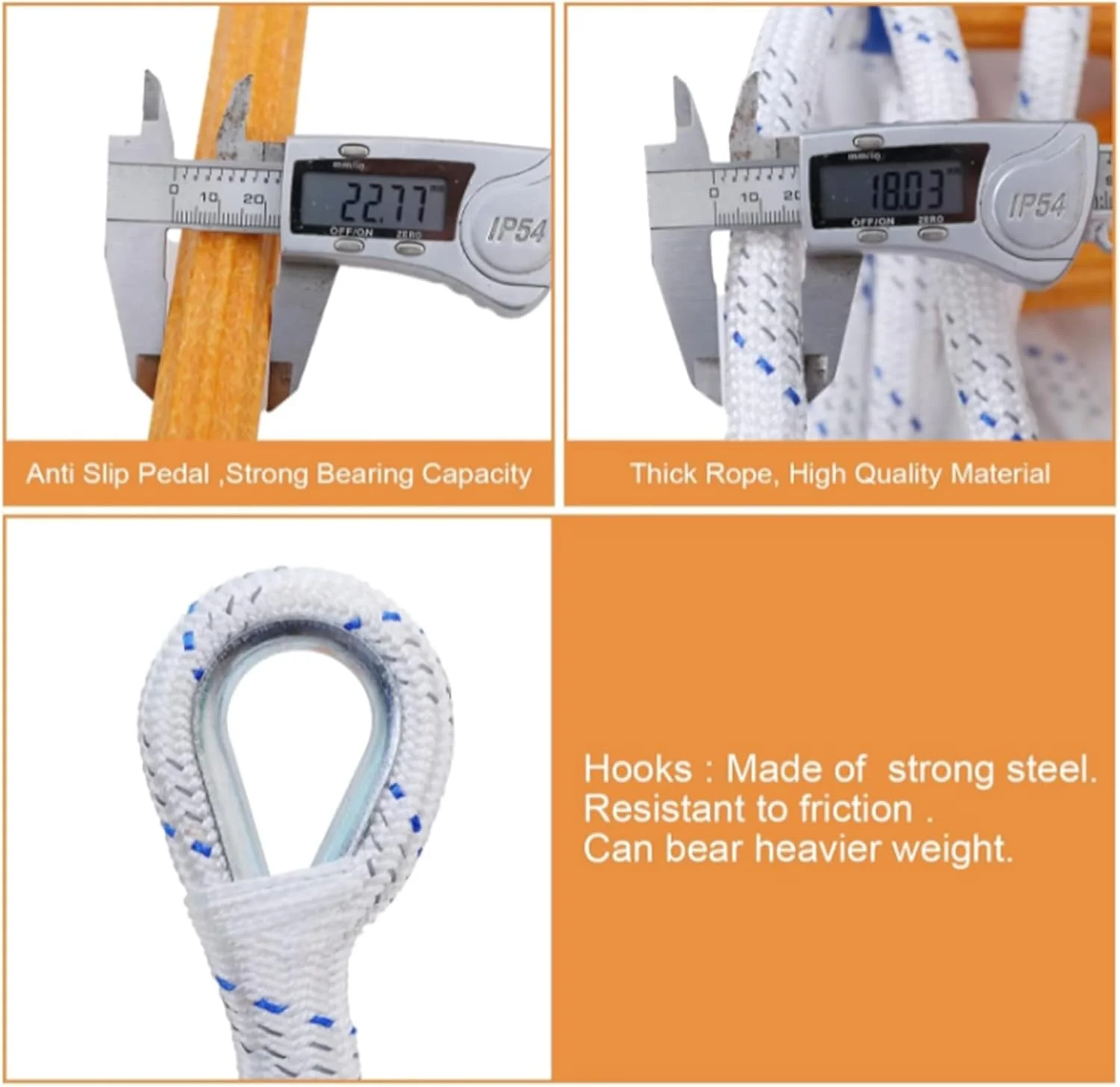 نردبان طنابی فرار از آتش برای پنجره ها و بالکن ها برای استفاده سریع در آتش سوزی، نردبان های ایمنی با کارابین، نردبان های فرار نایلونی فشرده و قابل استفاده مجدد (3 متر)