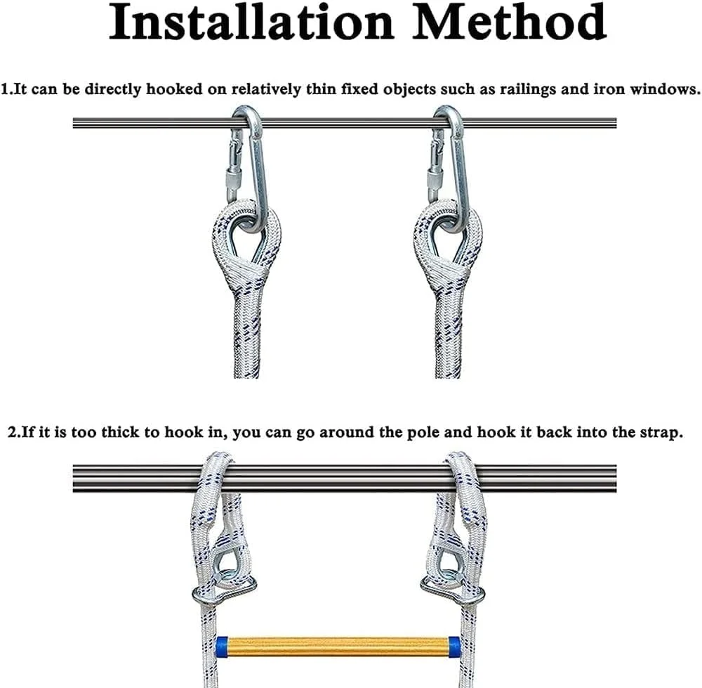 نردبان طنابی فرار از آتش، نردبان فرار از آتش، نردبان های ایمنی فرار از آتش طنابی با کارابین، نردبان های فرار نایلونی فشرده و قابل استفاده مجدد، استفاده سریع در آتش (اندازه: 8 متر)