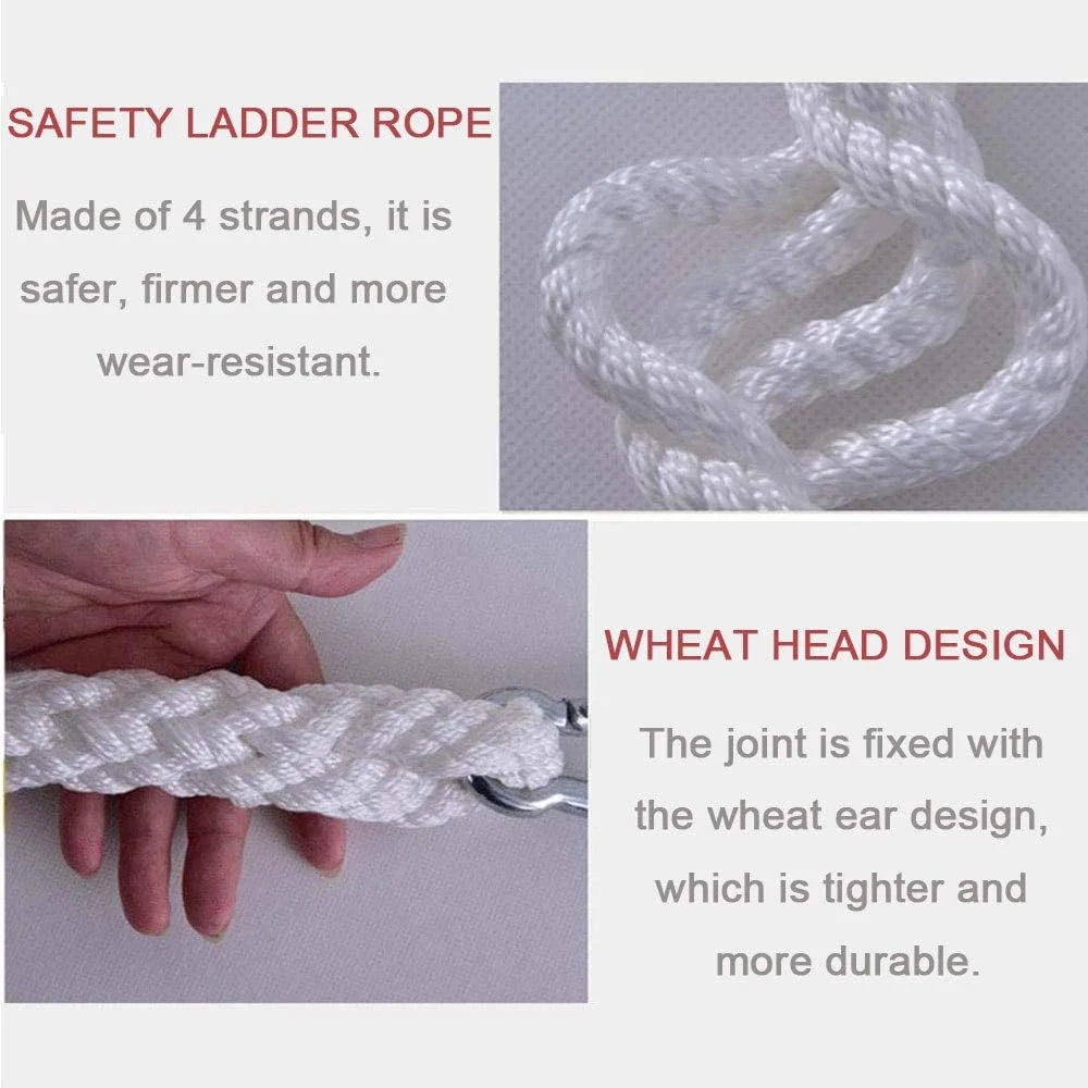 نردبان آتش نشانی اضطراری 10 متری، نردبان تخلیه ایمنی مقاوم در برابر آتش با قلاب کارابین برای کودکان و بزرگسالان، تحمل وزن تا 400 کیلوگرم