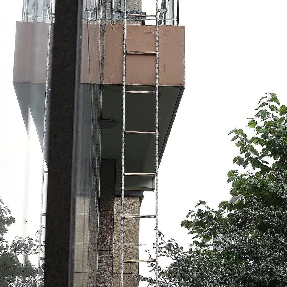 نردبان طنابی فرار از آتش، نردبان فرار از آتش، نردبان های ایمنی فرار از آتش طنابی با کارابین، نردبان های فرار نایلونی فشرده و قابل استفاده مجدد، استفاده سریع در آتش (اندازه: 8 متر)