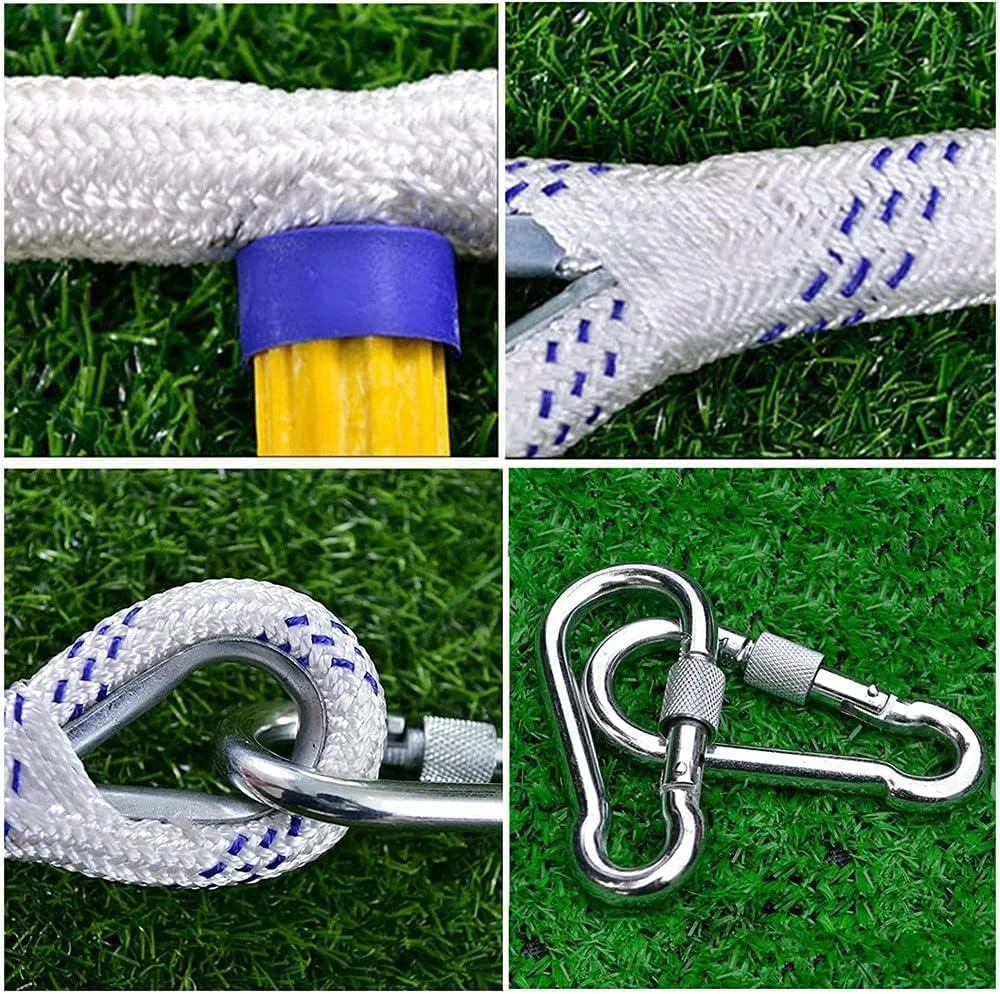 نردبان طنابی فرار از آتش، نردبان فرار از آتش، نردبان های ایمنی فرار از آتش طنابی با کارابین، نردبان های فرار نایلونی فشرده و قابل استفاده مجدد، استفاده سریع در آتش (اندازه: 8 متر)