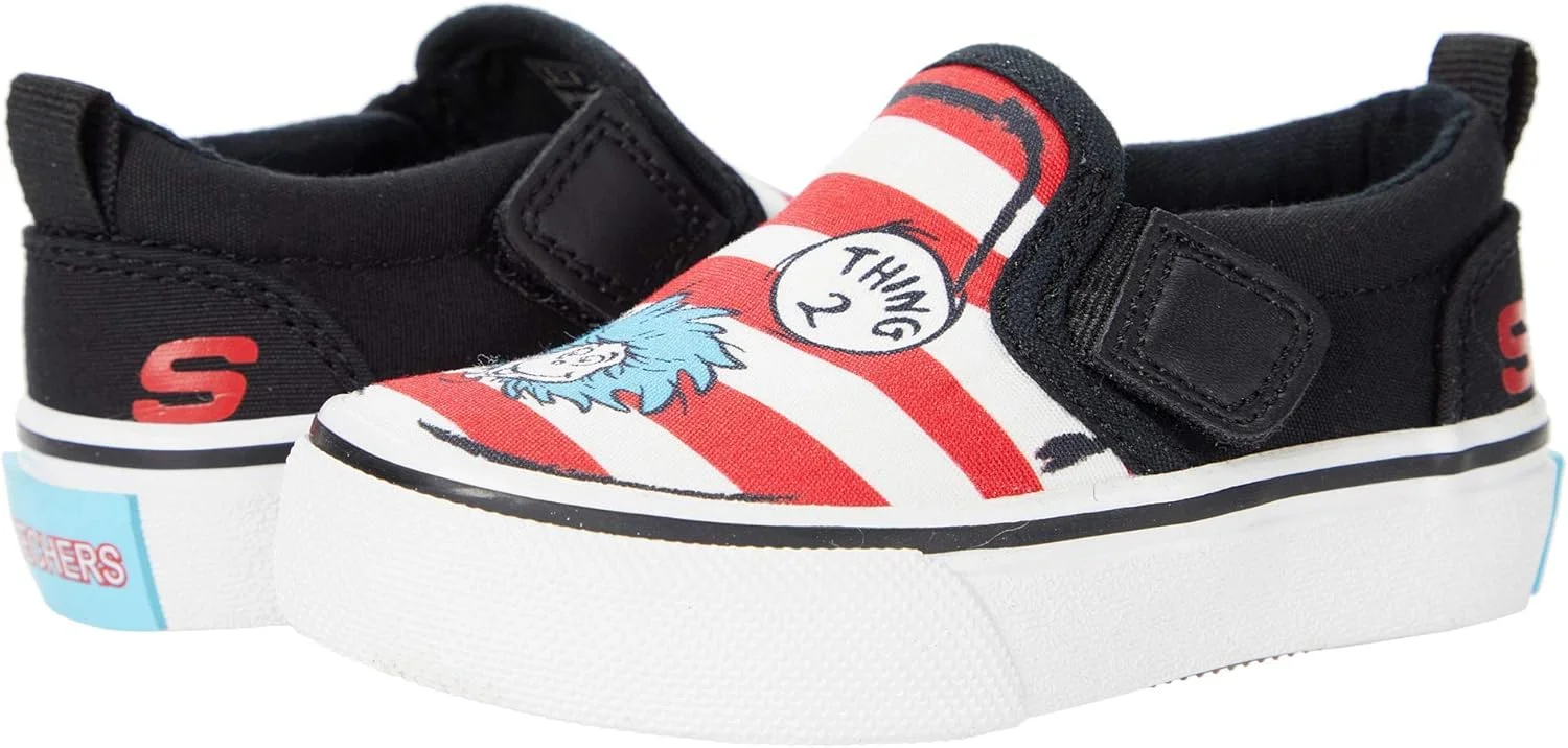 کفش ورزشی پسرانه اسکیچرز - دکتر سئوس - Street Fame Things at Play 406000N (مناسب نوپا/کودک خردسال) مشکی/سفید/قرمز سایز 5 نوپا M کفش ورزشی پسرانه اسکیچرز - دکتر سئوس - Street Fame Things at Play 406000N (مناسب نوپا/کودک خردسال) مشکی/سفید/قرمز سایز 5 نوپا M