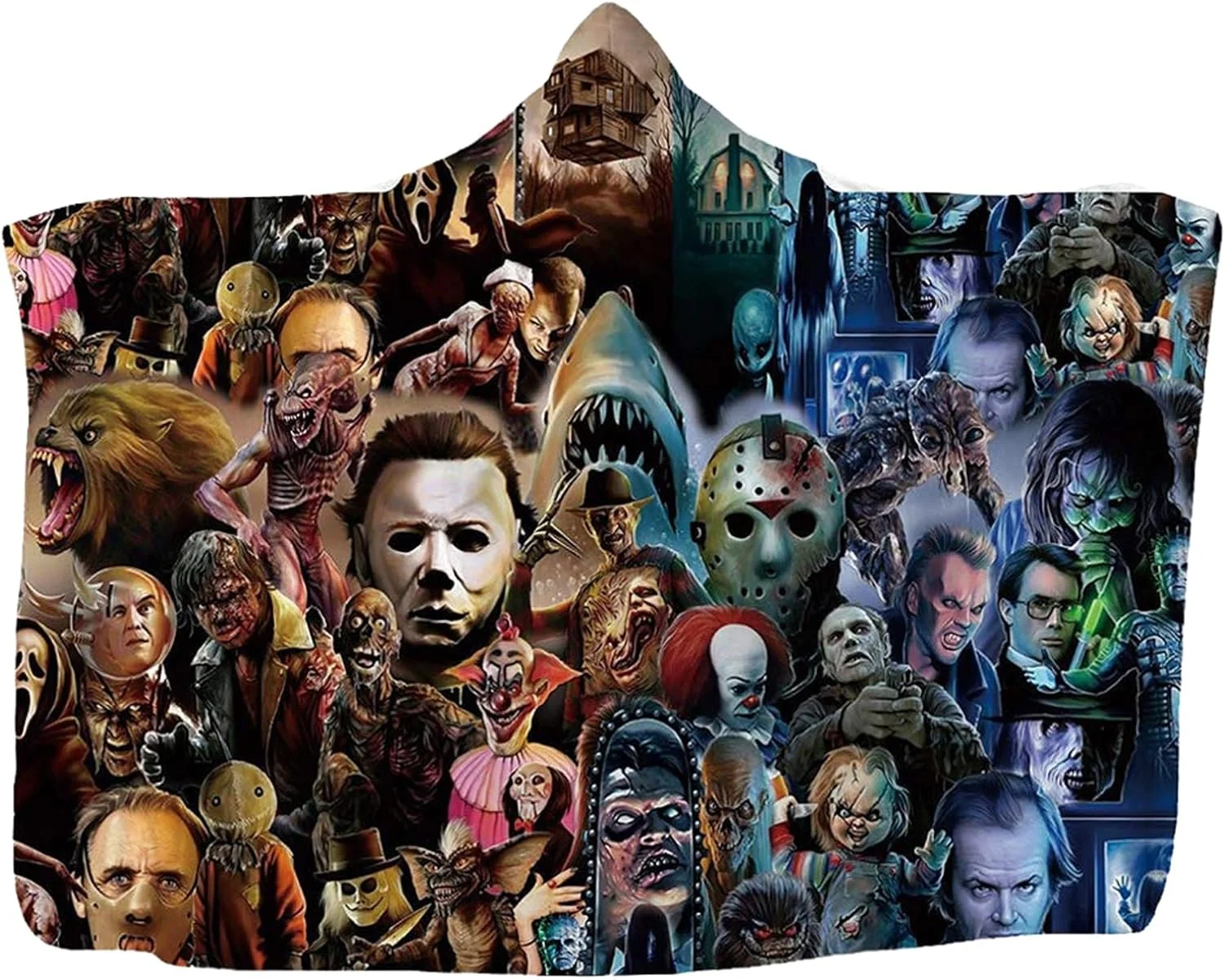 پتو کلاه دار ترسناک ZEHENG، پتو کلاه دار فوق العاده نرم با طرح شخصیت های مرموز ترسناک برای بزرگسالان، پشم مصنوعی گوتیک، شنل کلاه دار پوشیدنی، پتو تهویه مطبوع (B، 150x130 سانتی متر) پتو کلاه دار ترسناک ZEHENG، پتو کلاه دار فوق العاده نرم با طرح شخصیت های مرموز ترسناک برای بزرگسالان، پشم مصنوعی گوتیک، شنل کلاه دار پوشیدنی، پتو تهویه مطبوع (B، 150x130 سانتی متر)