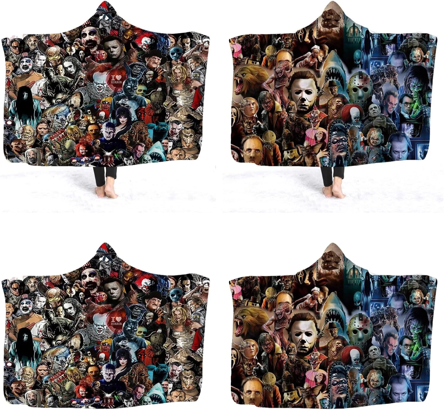 پتو کلاه دار ترسناک ZEHENG، پتو کلاه دار فوق العاده نرم با طرح شخصیت های مرموز ترسناک برای بزرگسالان، پشم مصنوعی گوتیک، شنل کلاه دار پوشیدنی، پتو تهویه مطبوع (B، 150x130 سانتی متر) پتو کلاه دار ترسناک ZEHENG، پتو کلاه دار فوق العاده نرم با طرح شخصیت های مرموز ترسناک برای بزرگسالان، پشم مصنوعی گوتیک، شنل کلاه دار پوشیدنی، پتو تهویه مطبوع (B، 150x130 سانتی متر)