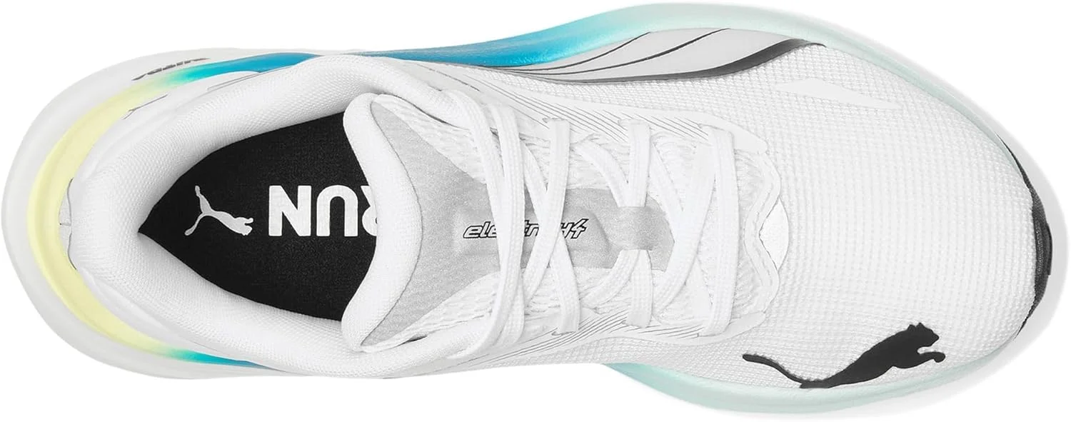 کفش ورزشی پوما الکترایفای نیترو (بچه های بزرگ) مدل یونیسکس، سفید/نعنایی/آبی سرعتی، سایز 5.5 بچه های بزرگ