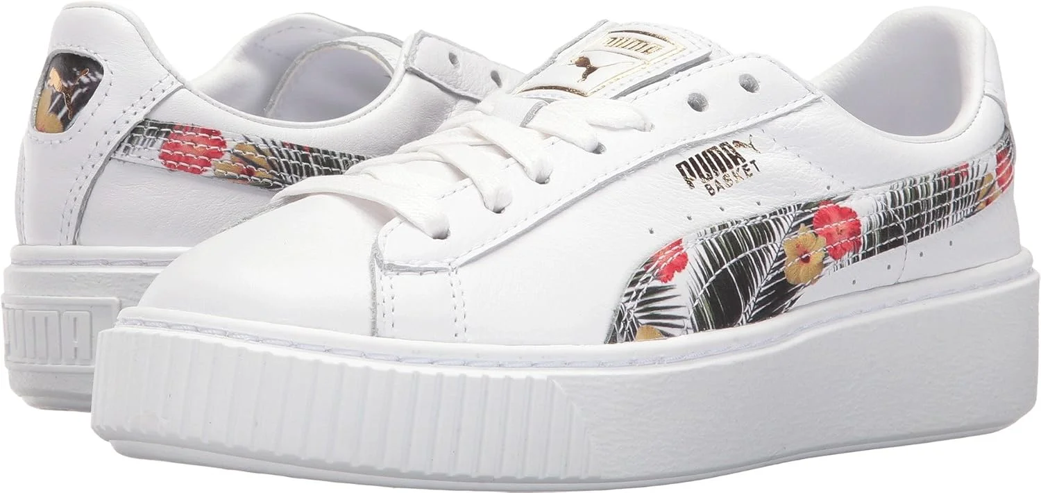 کفش بسکتبال پلتفرم آلوها پوما بچگانه (سایز بزرگ) پسرانه، آبی/آبی واقعی/سفید پوما/قرمز انفجاری/طلایی تیم پوما سایز 7 بزرگسال