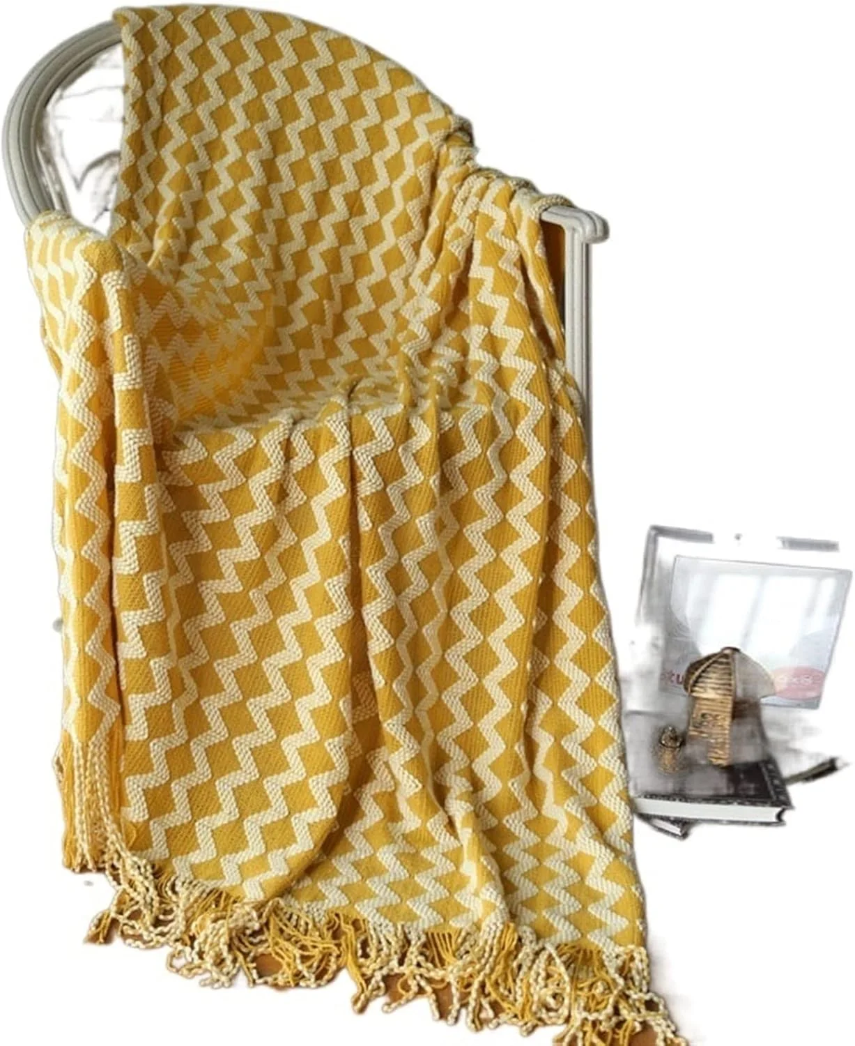 پتوی کوئین YYVVBBF برای تخت، پتوی بافتنی، پتوی مبل، پتوهای تزئینی منگوله دار، پتوی رو تختی، رومیزی چهارخانه