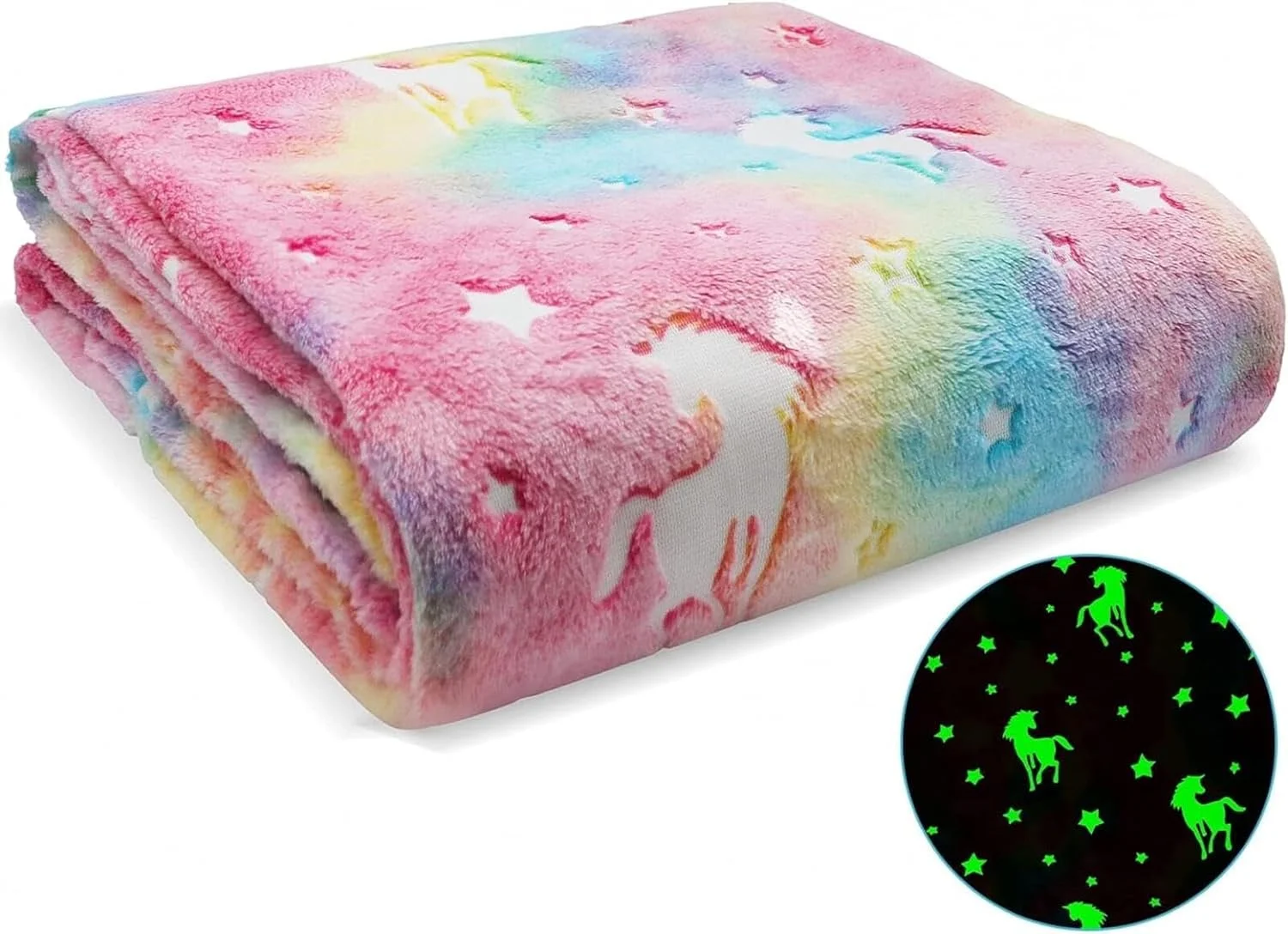 پتوی شب‌تاب YQbest، ابعاد 190cm x 150cm، پتوی نرم و راحت طرح ستاره‌ای از جنس فلانل پشمی، پتوی مناسب تمام فصول، هدیه کریسمس و تولد برای نوجوانان، کودکان، دختران و پسران، صورتی