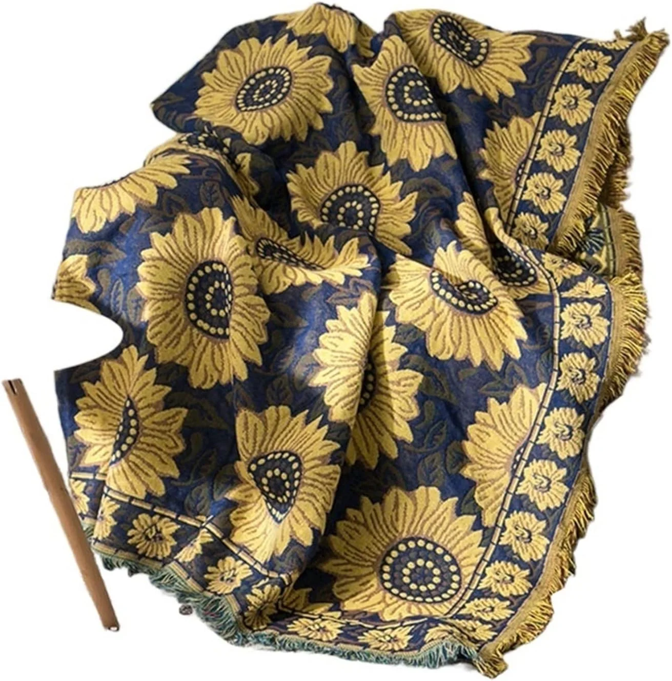 پتوی ملکه YYVVBBF برای تخت، پتوی آفتابگردان برای مبل، روکش مبل آبی، پتوی بافتنی برای چرت زدن، پتوی ضخیم تزئینی