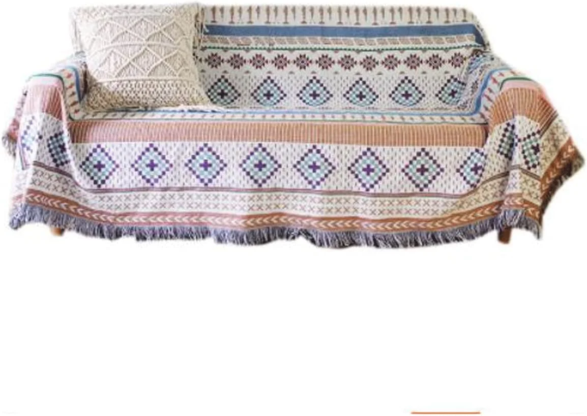 پتو کوئین YYVVBBF برای تخت طرح هندسی پتو مبل استفاده دو طرفه پتو پیک نیک رومیزی بافتنی پتوهای رومیزی برای تخت (90x180CM)