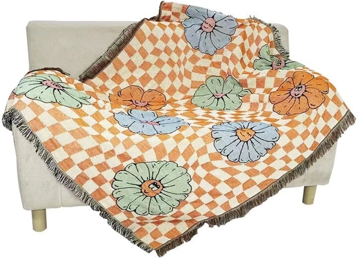 پتو کوئین YYVVBBF برای تخت خواب، پتوهای غیر رسمی، تزئین فرش، پتو طرح گل، فرش مبل، فرش اوقات فراغت، تک پرده آویز، پتو مبل (نارنجی)