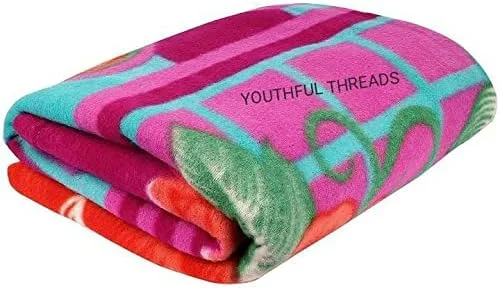 پتو پلار دو نفره زمستانی نرم طرح چاپی چند رنگ YOUTHFUL THREADS - سایز 230x230 سانتی متر