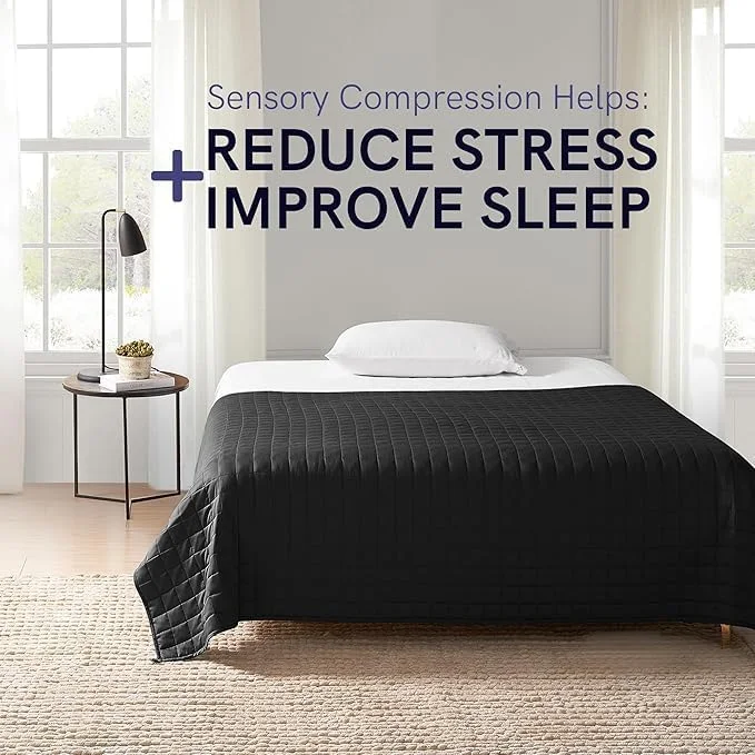 پتوی سنگین YnM برای خواب | پتوی سنگین 6.8 کیلوگرمی برای افراد 50-63.5 کیلوگرمی، 122 سانتی متر در 183 سانتی متر برای تخت یک نفره/دو نفره | 100% پنبه دارای گواهینامه Oeko-Tex (122x183 سانتی متر، 6.8 کیلوگرم، خاکستری تیره)