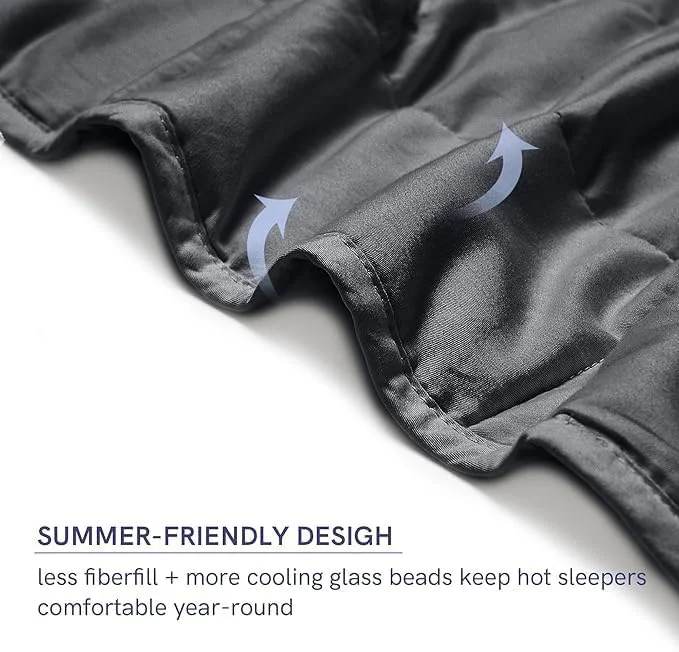 پتوی سنگین YnM برای خواب | پتوی سنگین 6.8 کیلوگرمی برای افراد 50-63.5 کیلوگرمی، 122 سانتی متر در 183 سانتی متر برای تخت یک نفره/دو نفره | 100% پنبه دارای گواهینامه Oeko-Tex (122x183 سانتی متر، 6.8 کیلوگرم، خاکستری تیره)