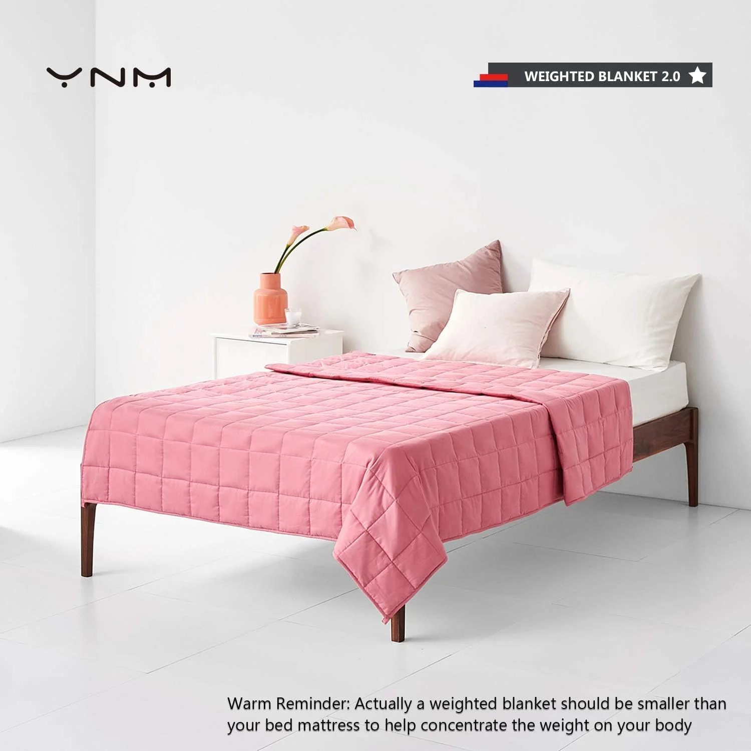 پتوی سنگین YnM - جنس پنبه 100% دارای گواهینامه Oeko-Tex با مهره های شیشه ای ممتاز (زردآلوی بافته شده، 36''x48'' 5 پوند)، مناسب برای استفاده یک نفر (~40 پوند) روی تخت یک نفره