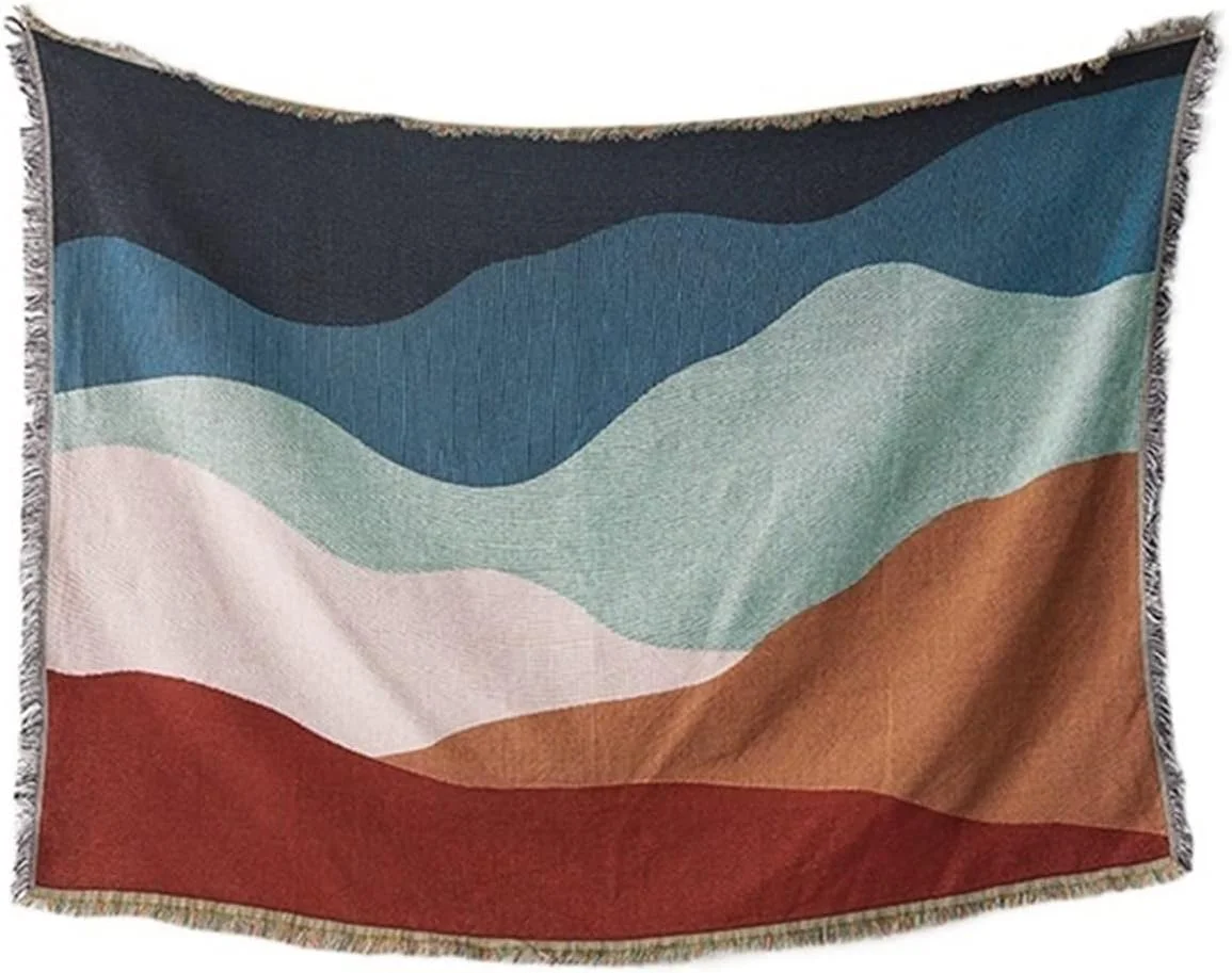 پتوی ملکه YYVVBBF برای تخت خواب، پتوی نرم حوله ای مبل، پتوهای منگوله دار، حوله بافتنی تهویه مطبوع، پتوی تزئینی تخت صندلی مبل