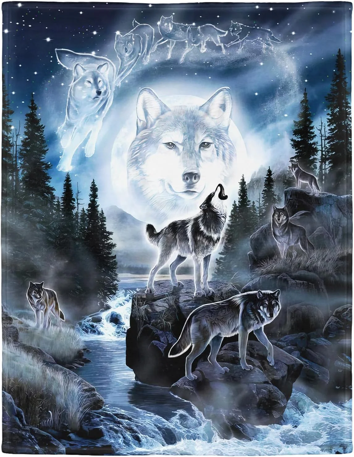 پتو ییسومی، پتوی نرم و لطیف، پتو پشمی نرم، رو تختی، طرح تخته احضار روح، پلی استر، سفید، 150x200 سانتی متر