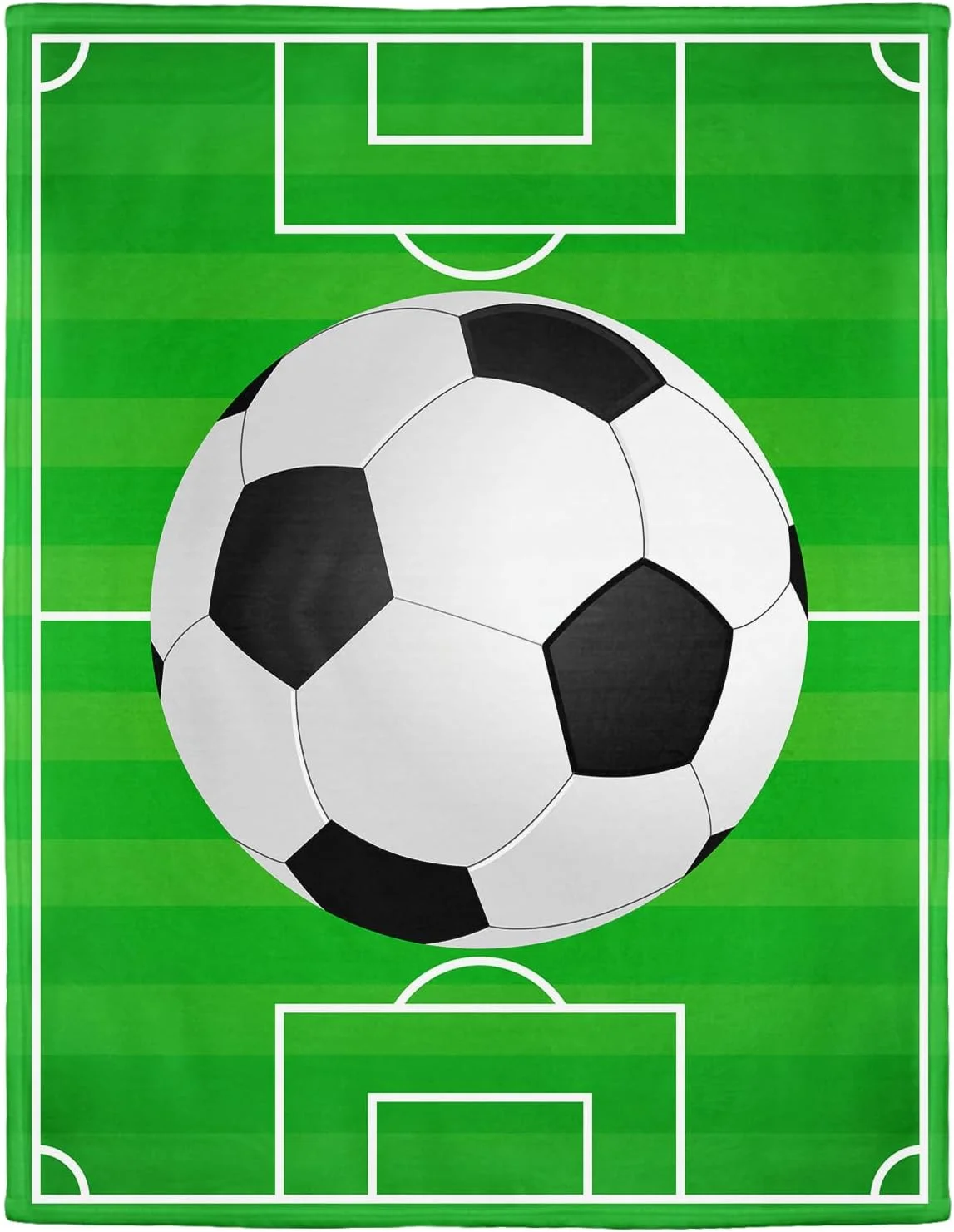پتو ییسومی، پتوهای نرم و لطیف، پتو فلانل/پشمی نرم، رو تختی، طرح زمین فوتبال، سبز، پلی استر، سفید، 150x200 سانتی متر
