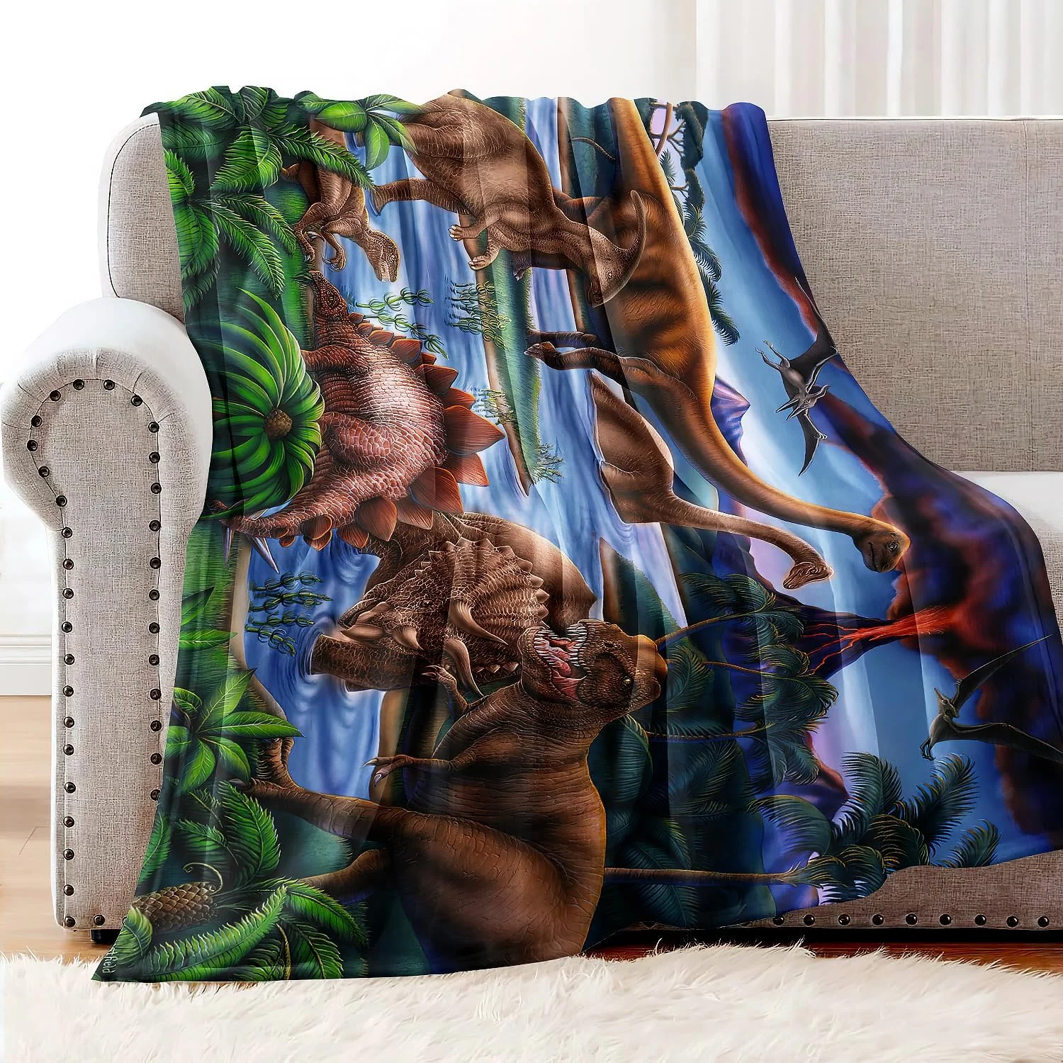 پتو YISUMEI 150 x 200 سانتی متر، پتوهای نرم و لطیف، پتو پشمی نرم و لطیف، رو تختی طرح دایناسور پتو YISUMEI 150 x 200 سانتی متر، پتوهای نرم و لطیف، پتو پشمی نرم و لطیف، رو تختی طرح دایناسور