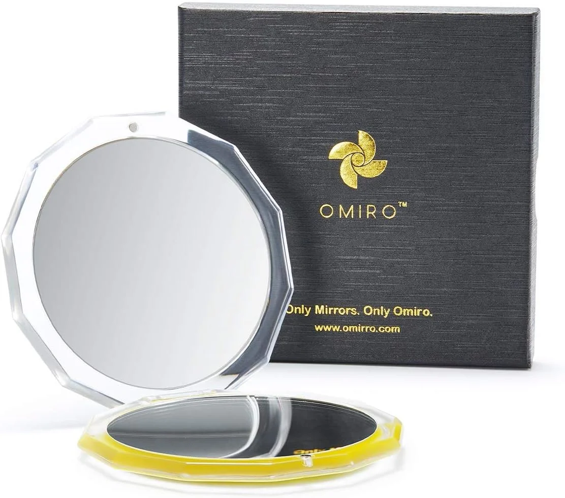 آینه جیبی جمع و جور OMIRO، آینه آرایشی تاشو کوچک با بزرگنمایی 1X/10X، اندازه 3½ اینچ (رنگ سال 2021 - خاکستری نهایی و روشن)