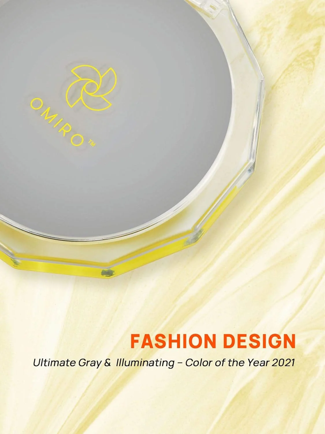 آینه جیبی جمع و جور OMIRO، آینه آرایشی تاشو کوچک با بزرگنمایی 1X/10X، اندازه 3½ اینچ (رنگ سال 2021 - خاکستری نهایی و روشن)