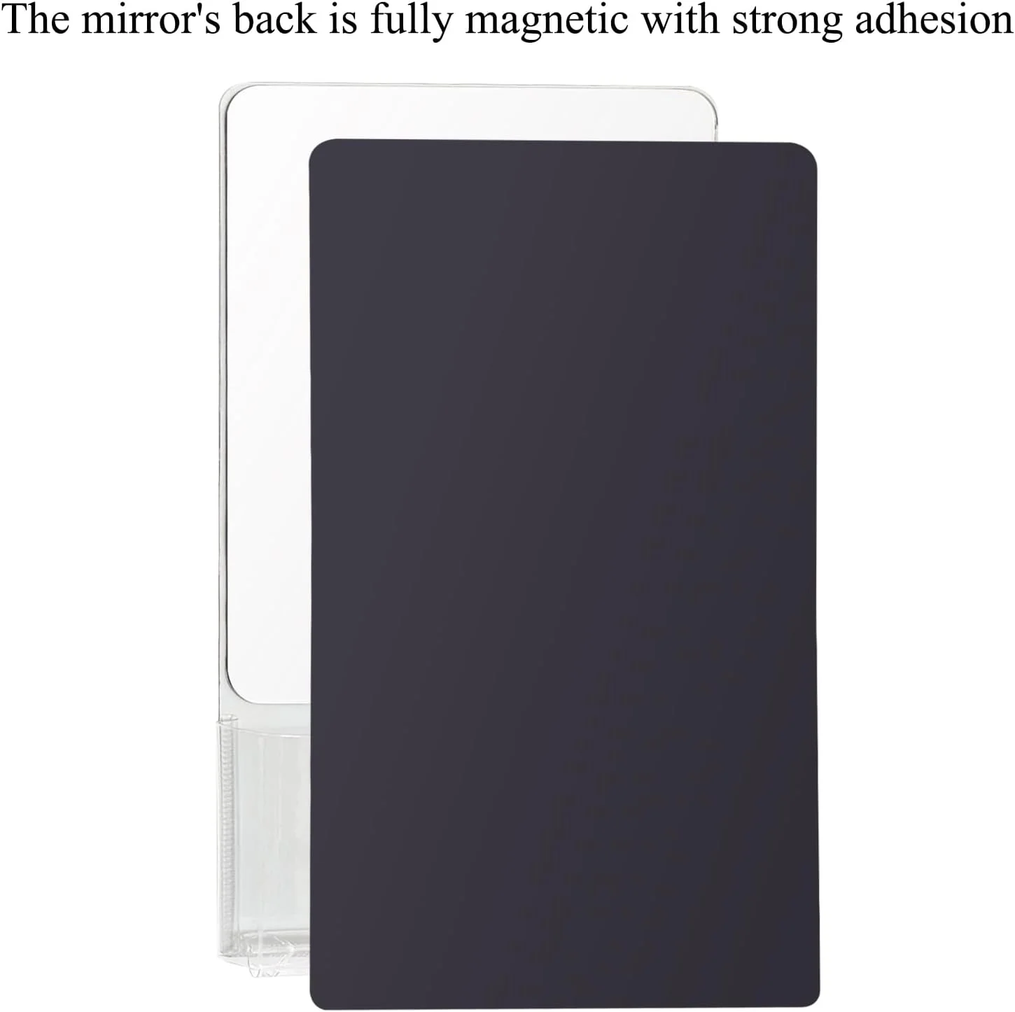 آینه مغناطیسی قوی Neehows برای کمد، 24x14 سانتی متر، بازتاب فوق العاده شفاف، آینه شیشه ای واقعی کوچک با پشت کاملا مغناطیسی و جیب ذخیره سازی برای کمد مدرسه، یخچال، کابینت اداری - خاکستری