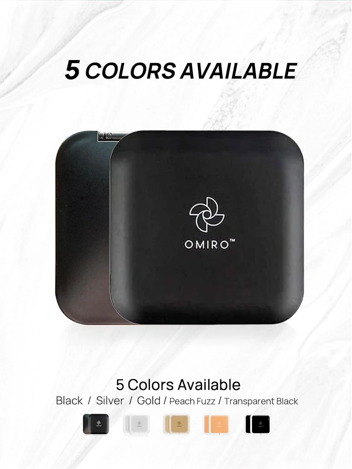 آینه تاشو و جمع و جور OMIRO، بزرگنمایی 1X/10X، آینه دستی مربعی جیبی 3½ اینچی برای آرایش مسافرتی (مشکی)