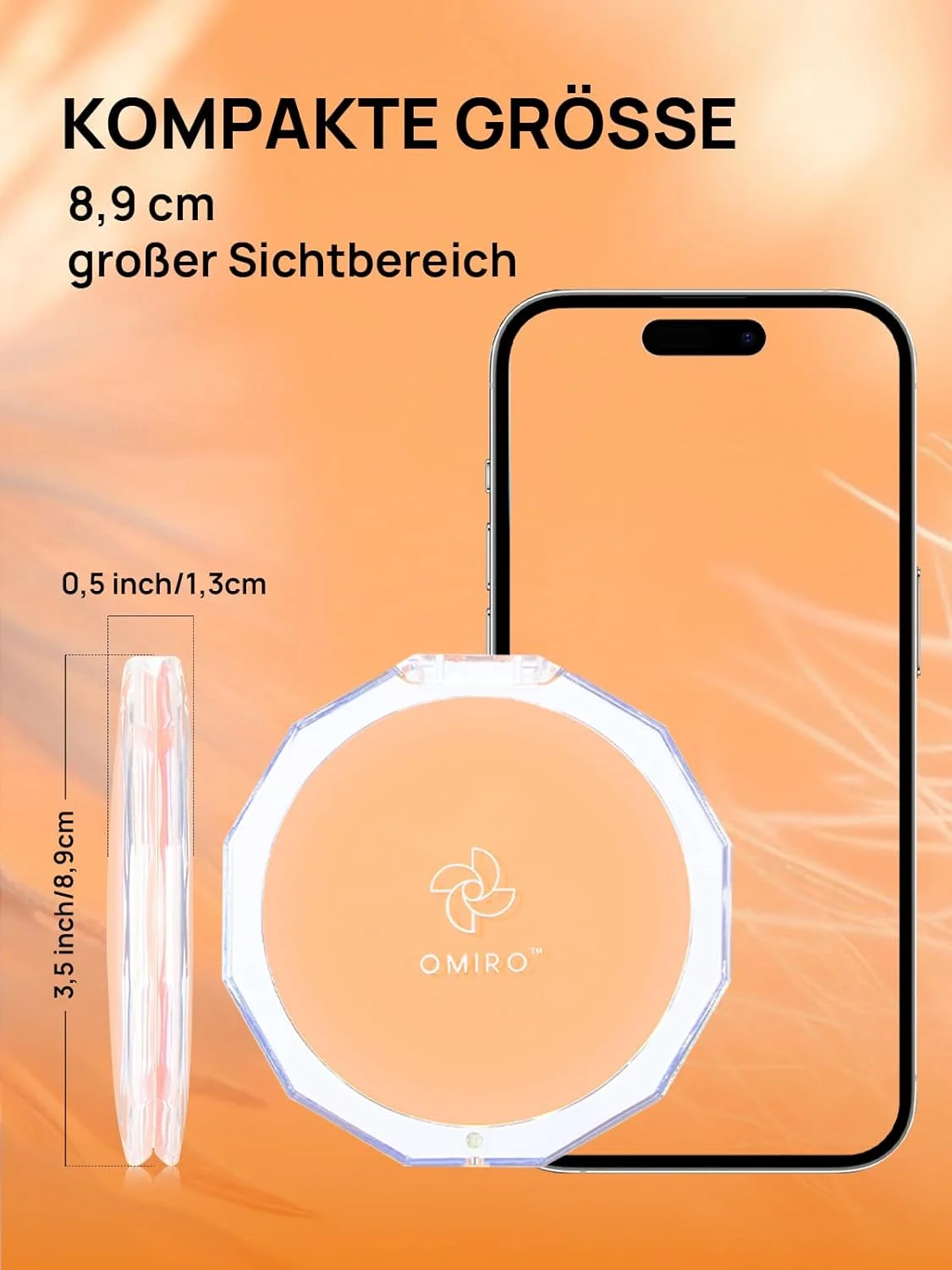 آینه جیبی OMIRO با بزرگنمایی 10 برابر، آینه آرایشی قابل حمل برای کیف دستی (رنگ سال 2024 - هلویی ملایم) آینه جیبی OMIRO با بزرگنمایی 10 برابر، آینه آرایشی قابل حمل برای کیف دستی (رنگ سال 2024 - هلویی ملایم)